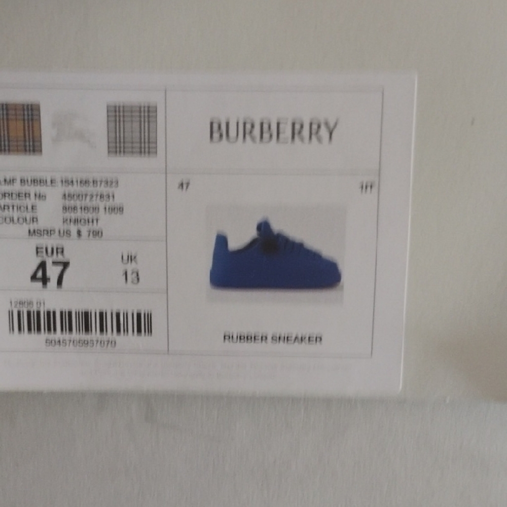 Burberry Blue Rubber Sneakers - Picture 2 of 4